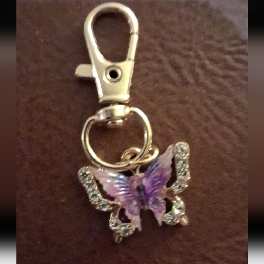 Source Unknown Butterfly Keychain with Purple and Gold